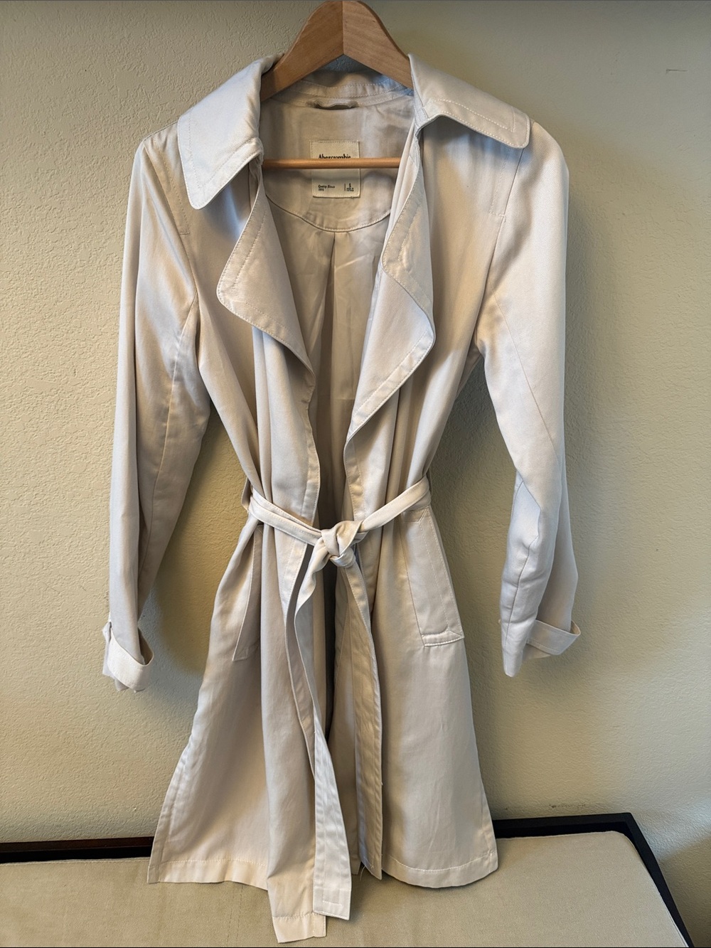 Abercrombie & Fitch Cream Belted Trench Coat